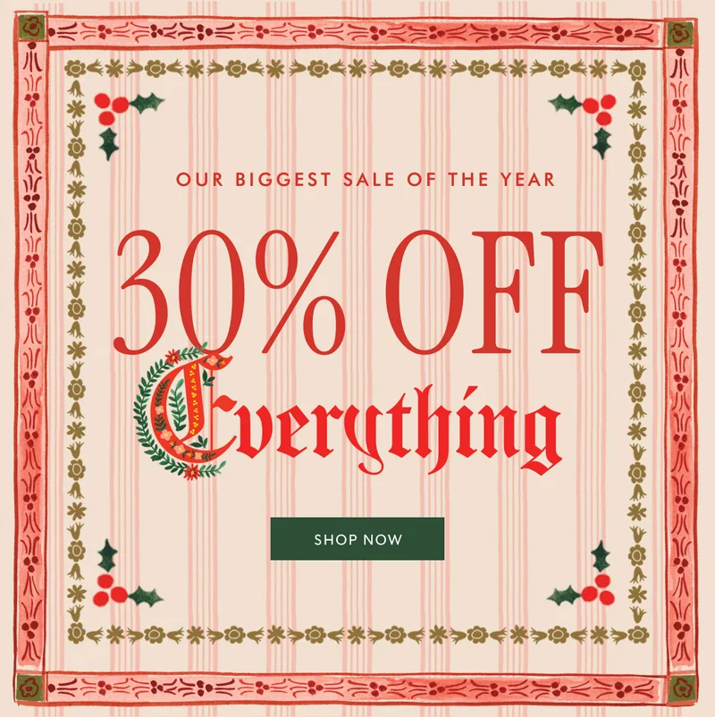 Our biggest sale of the year 30% OFF Shop now