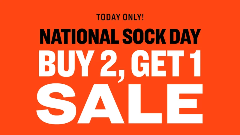 Today only! National Sock Day: Buy 2, Get 1 Sale