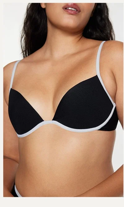 Scoop Underwire Bikini Top - Ribbed Jet