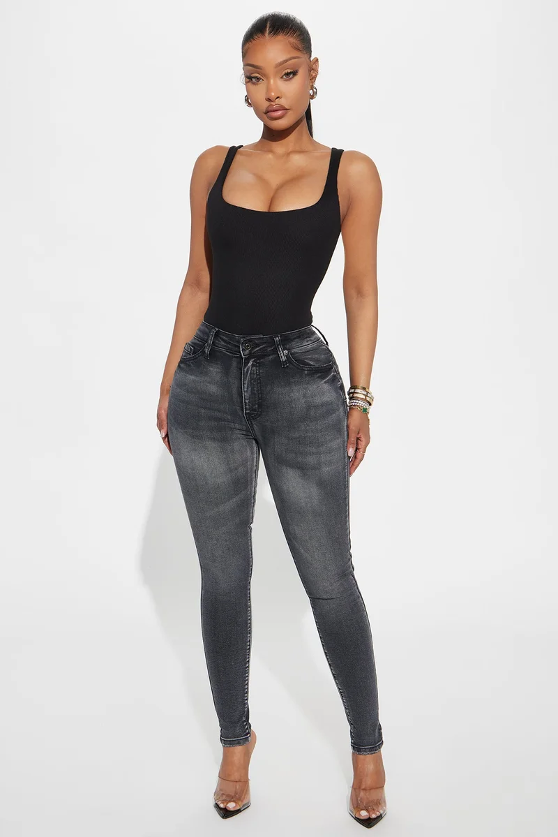 Image of Yes To Heaven Stretch Skinny Jeans - Black Wash