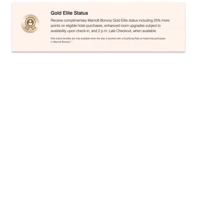 Gold Elite Status benefit | Room Rate Discount benefit | Free Night Awards benefit | Elite Night Credits benefit