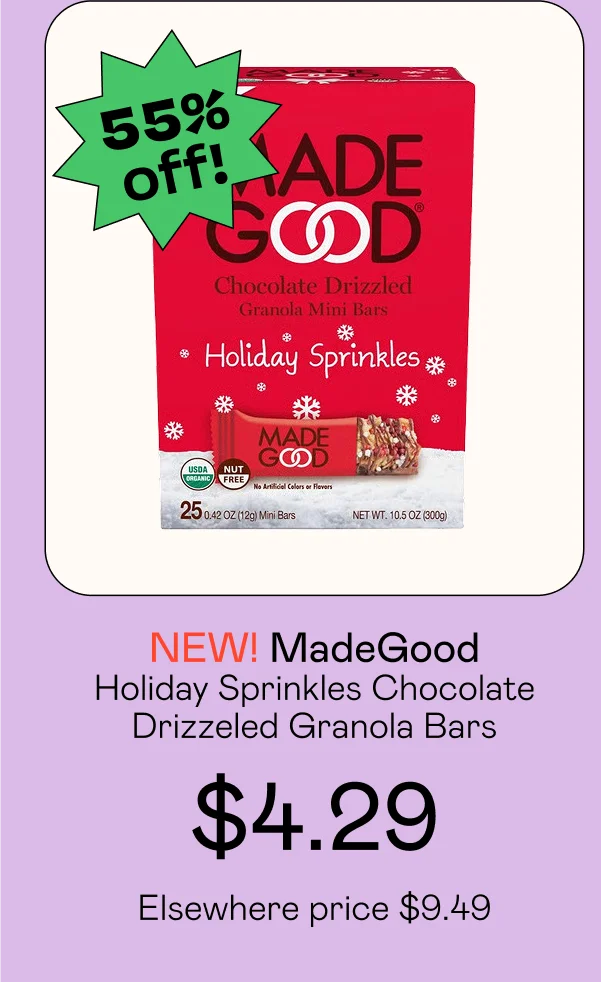 Holiday Sprinkles Chocolate Drizzeled Granola Bars