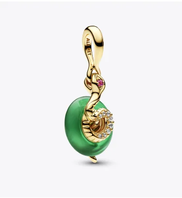 Snake Green Murano Glass Dangle Charm Snake Green Murano Glass Dangle Charm