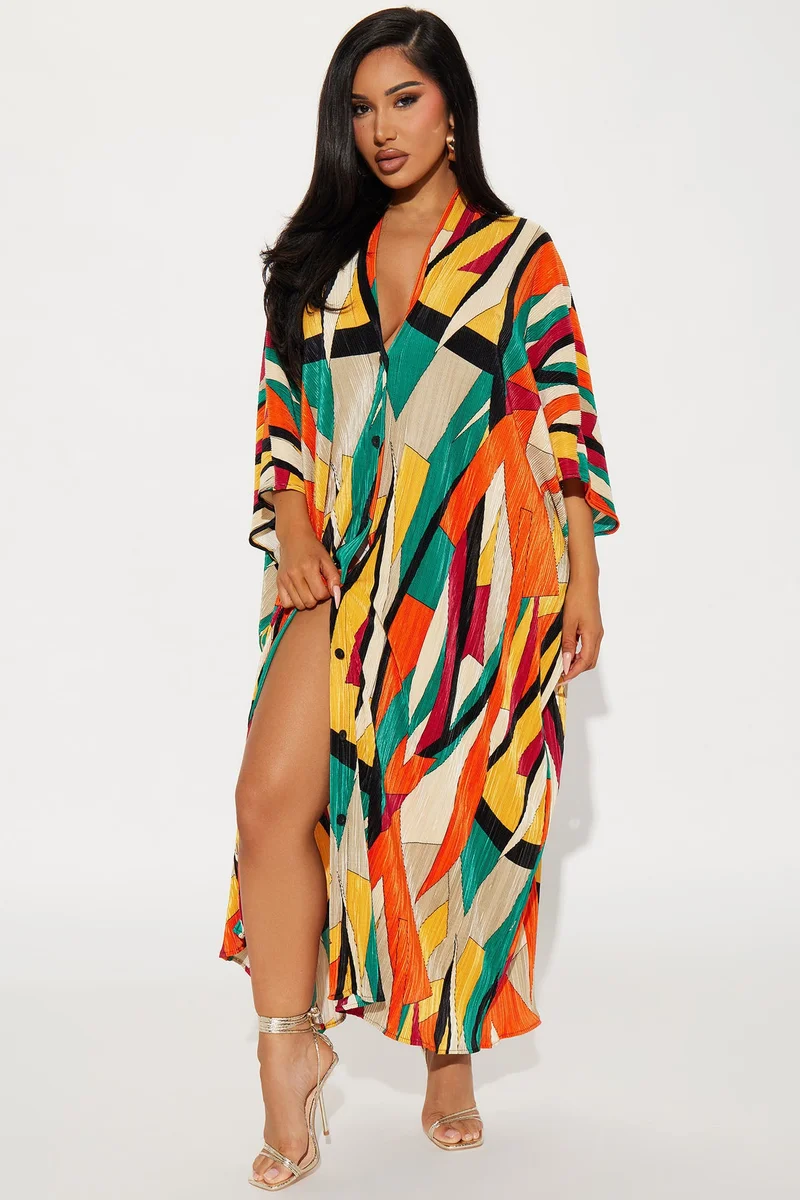 Image of Isa Plisse Maxi Dress - Multi Color