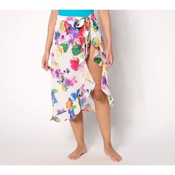 Isaac Mizrahi Live! Bridgehampton Printed Cover Up Skirt