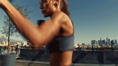 A series of motion clips showing Sami Clarke working out.