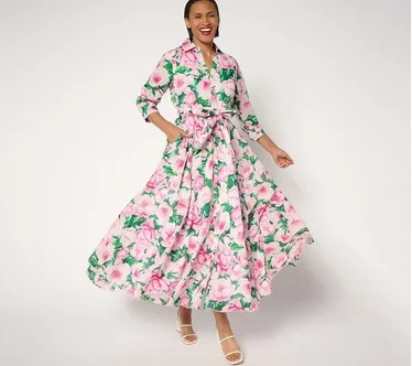 Carla Rockmore Collection Regular 100% Cotton Printed Shirtdress