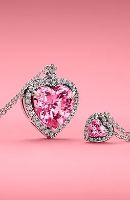 Pink Halo Heart Collier Necklace
