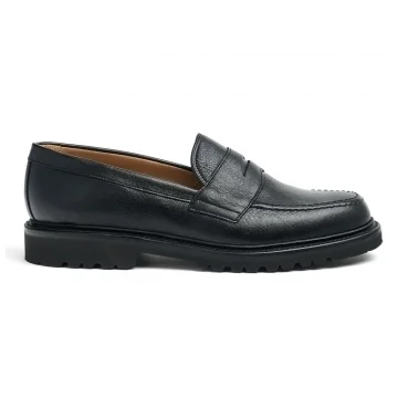 Howard GV Penny Loafer in Black Kudu Leather