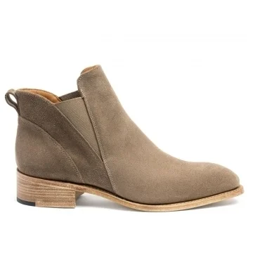 Willow V Cut Elastic Chelsea Boot in Leaf Suede