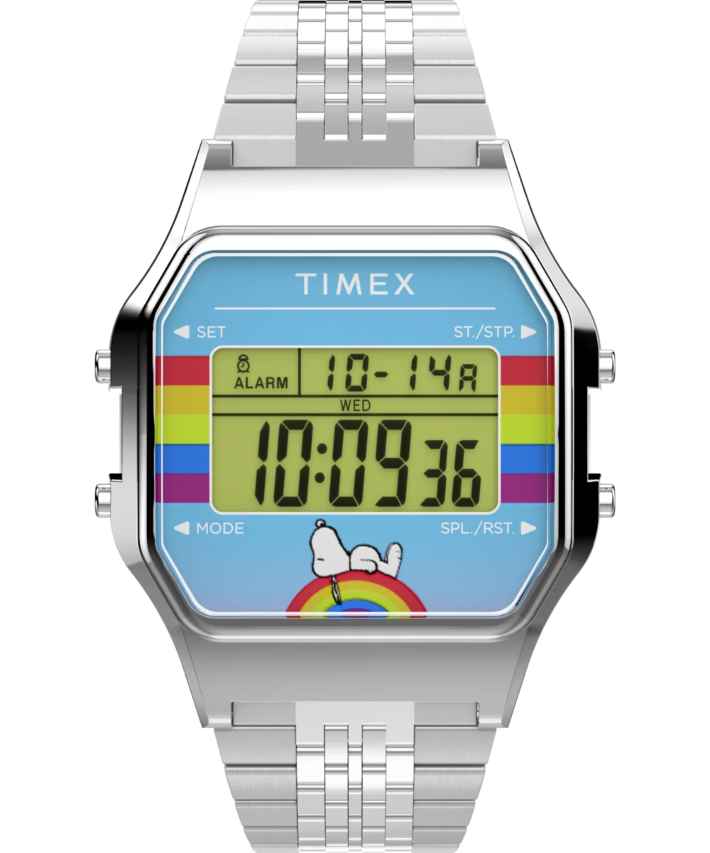 Image of Timex T80 x Peanuts Dream in Color 34mm Stainless Steel Bracelet Watch