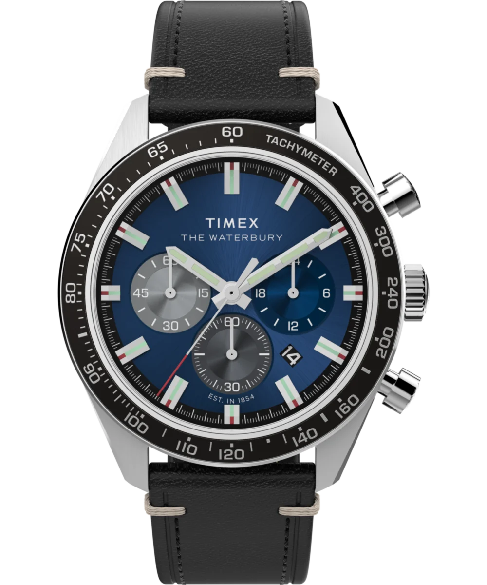 Image of Waterbury Traditional Chronograph 41mm Leather Strap Watch