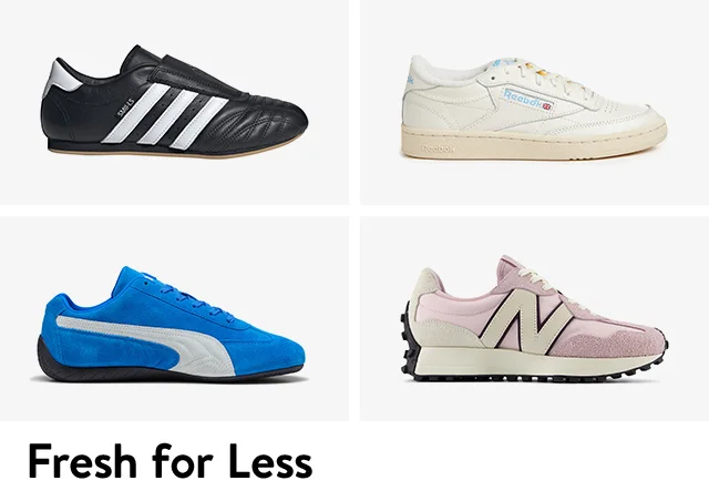 Sneakers in pink, blue, black and white.