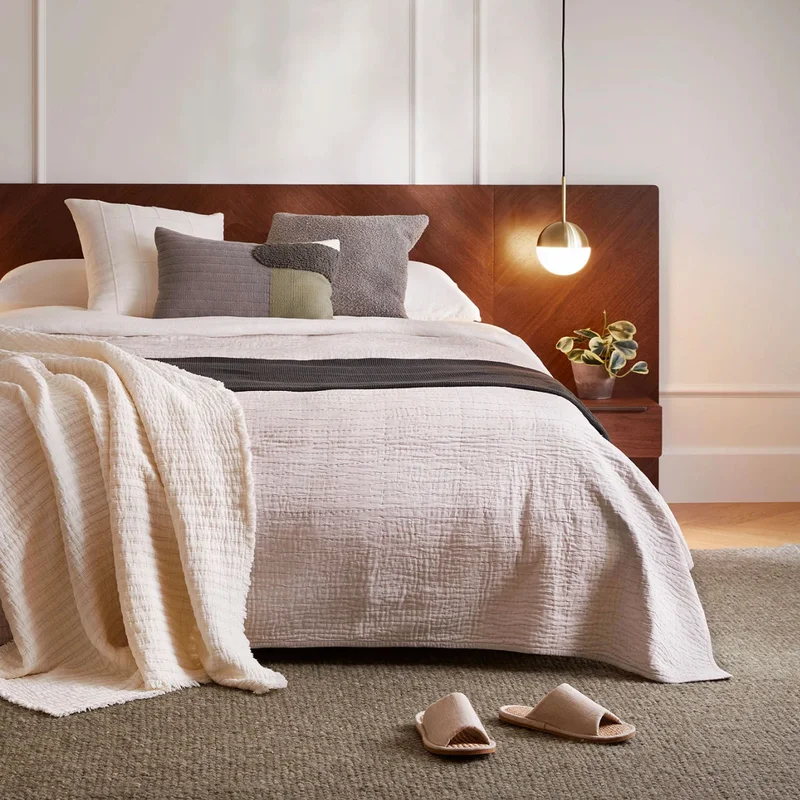 Nera Walnut Queen Bed With Nightstands.