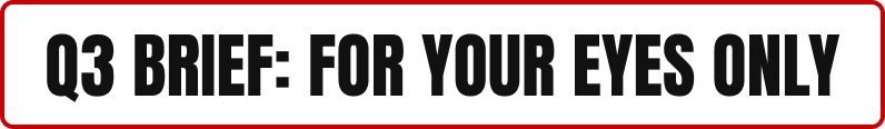 Q3 BRIEF: FOR YOUR EYES ONLY