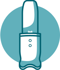 Blue icon of a sleek silhouette