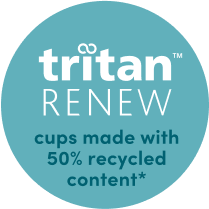 Blue icon of tritan™ RENEW cups made with 50% recycled content*