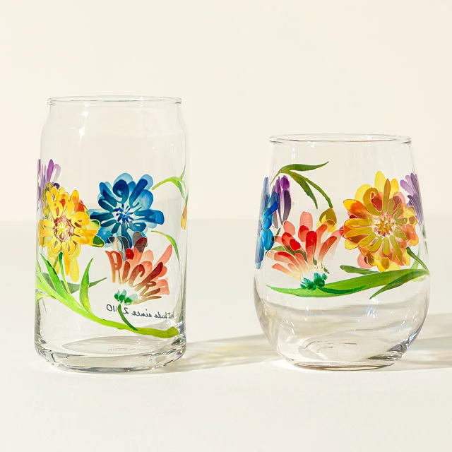 Your Name in Flowers Glassware