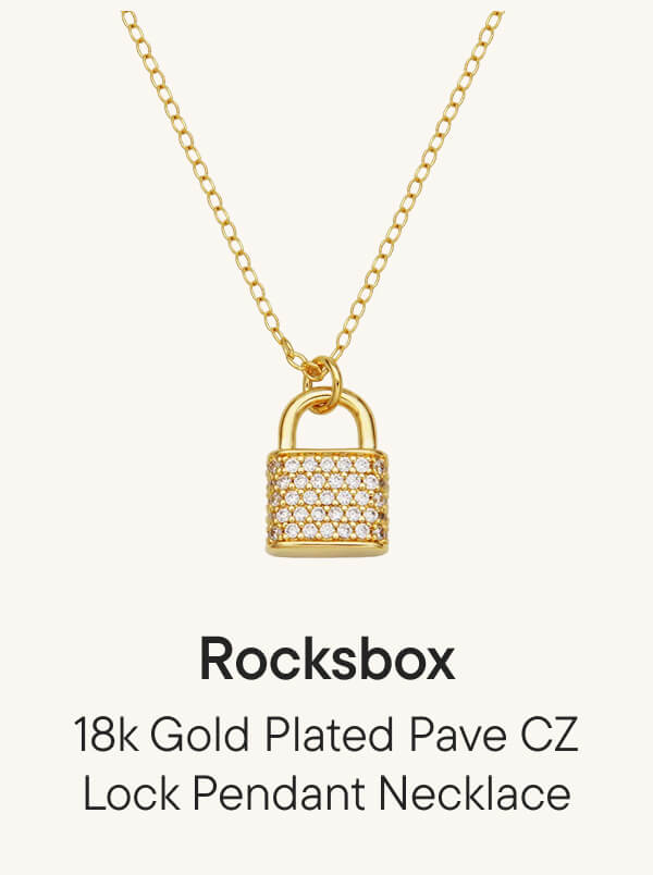 18k Gold Plated Pave CZ Lock Pendant Necklace