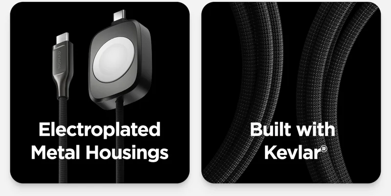 Universal Cable for Apple Watch featured electroplated metal housings and Kevlar.