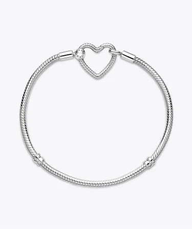 Sterling silver snake chain bracelet with heart clasp