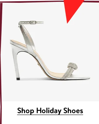 A silver heeled shoe.