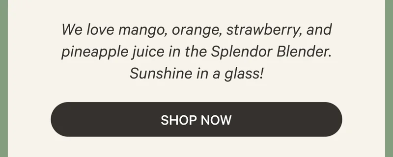 We love mango, orange, strawberry, and pineapple juice in the Splendor Blender. Sunshine in a glass! Shop Now