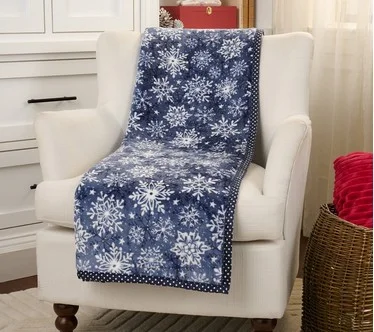 Kringle Express Oversized 60x80 Holiday Printed Throw w/ Trim