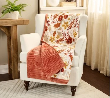 Home Reflections Reversible Plush 60"x80" Harvest Throw