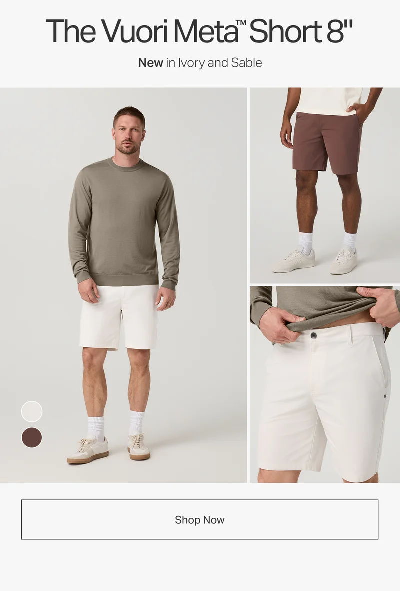 The Vuori Meta Short 8" - New in Ivory and Sable