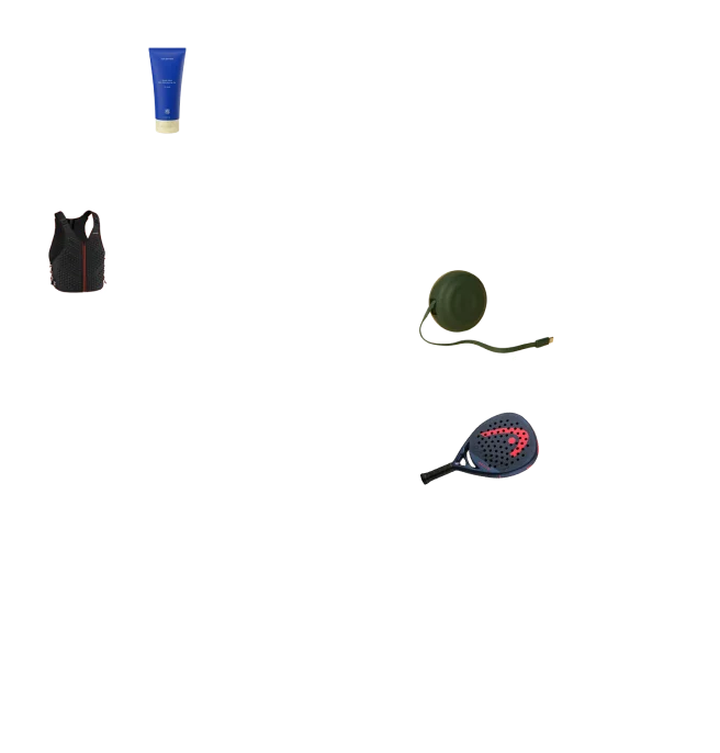 “Speed Soak for quick hydration, a weighted vest from Omorpho to punch up a sweat session, a new cool retractable charger to simplify charging all his devices and a new Padel racquet for the tennis-squash hybrid sport that’s become the fastest-growing racquet game in the world.”