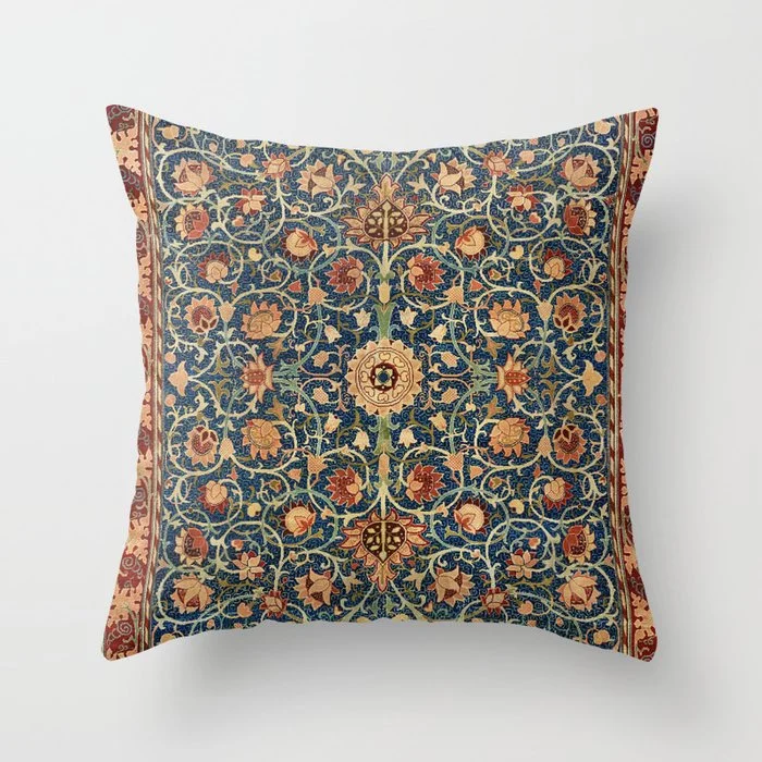 William Morris Floral Carpet Print Throw Pillow Throw Pillow