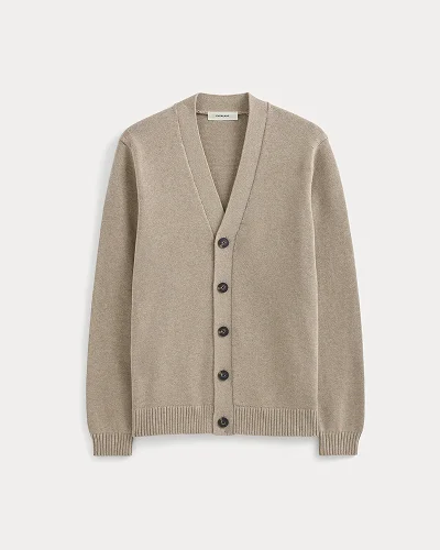 Image | The Classic Cardigan in Everyday Cotton | Heathered Oatmeal