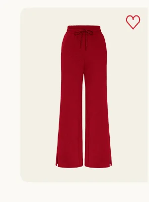 LuxeFleece Wide Leg Pant in Holly Red