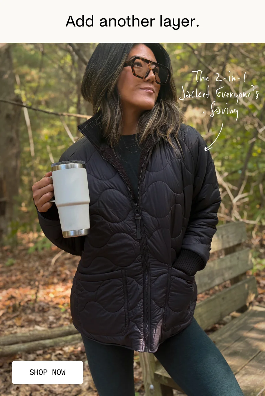 2-Way Quilted Jacket in Black