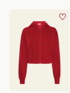 LuxeFleece Zip Up Hoodie in Holly Red