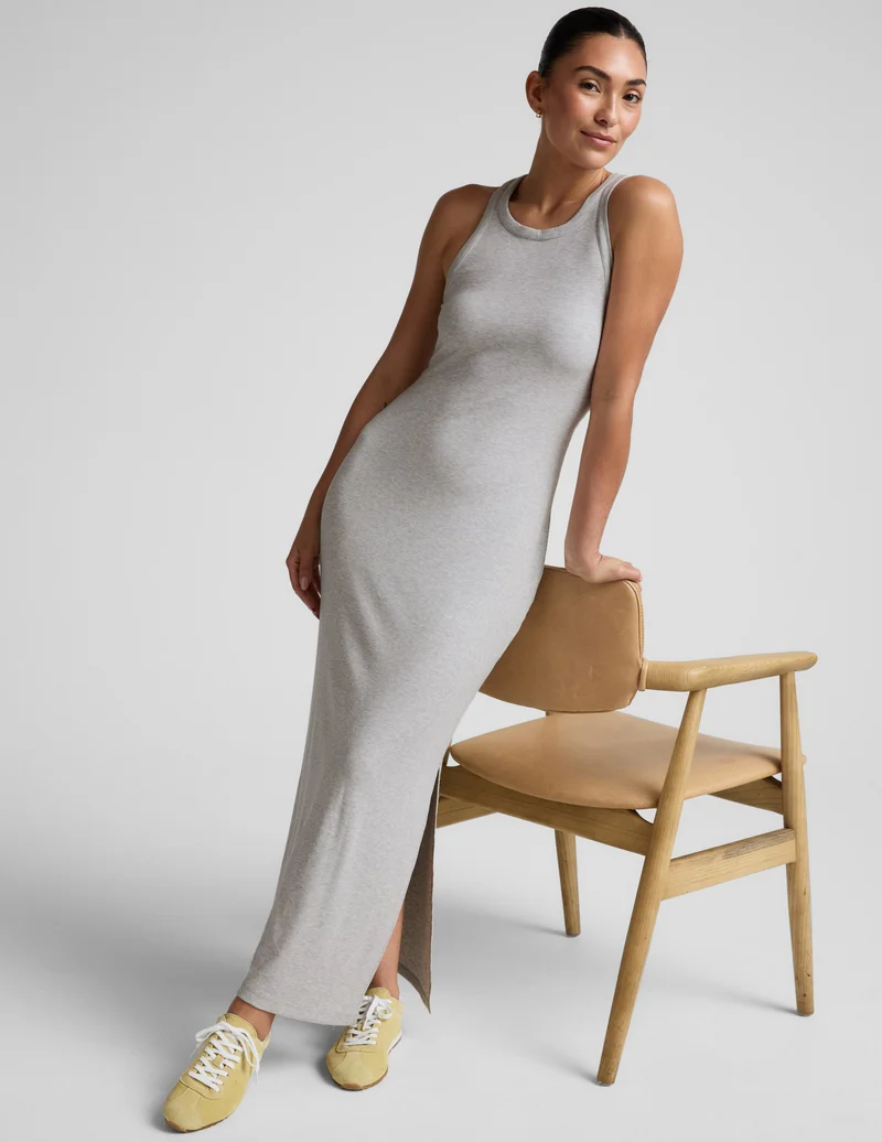 Image of Ribbed High Neck Maxi Dress