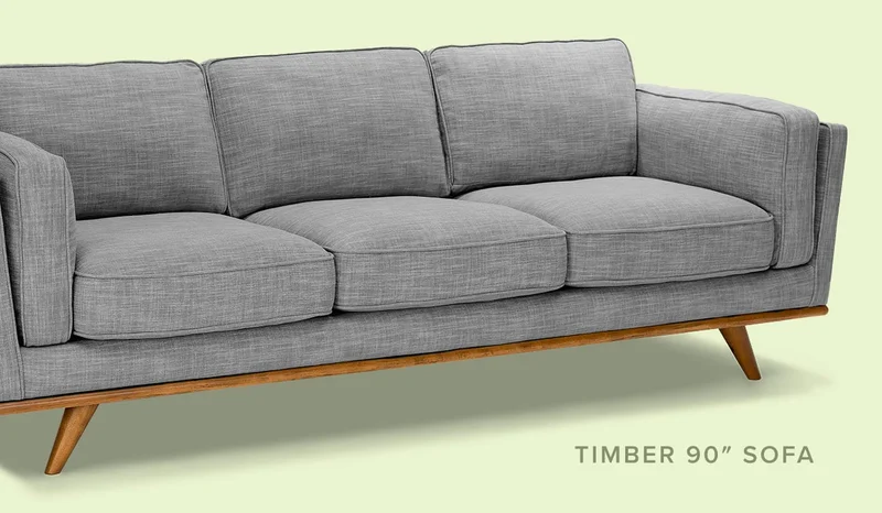 Timber Sofa in Pebble Grey.