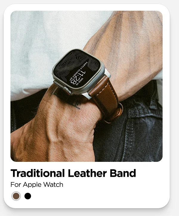 Traditional Band in Rustic Brown Horween on Apple Watch Ultra. Shop the Horween Collection