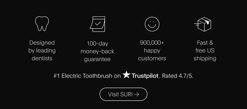 designed by leading dentists | 100-day money-back guarantee | 900,000+ happy customers | fast & free us shipping - visit suri