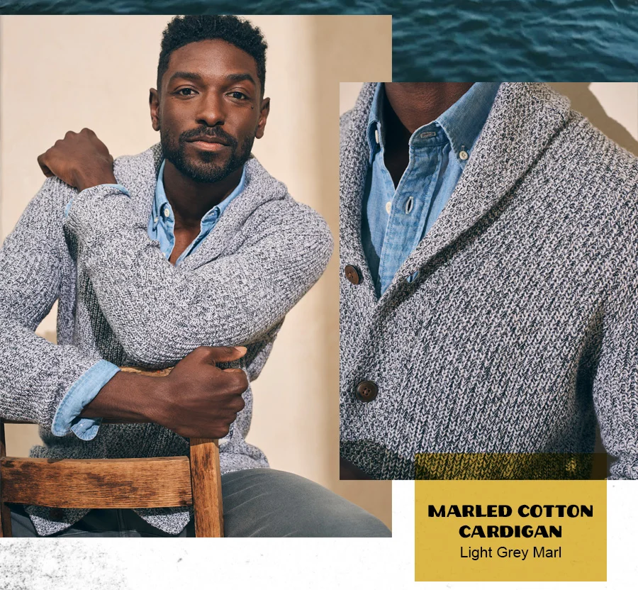Men's Marled Cotton Cardigan