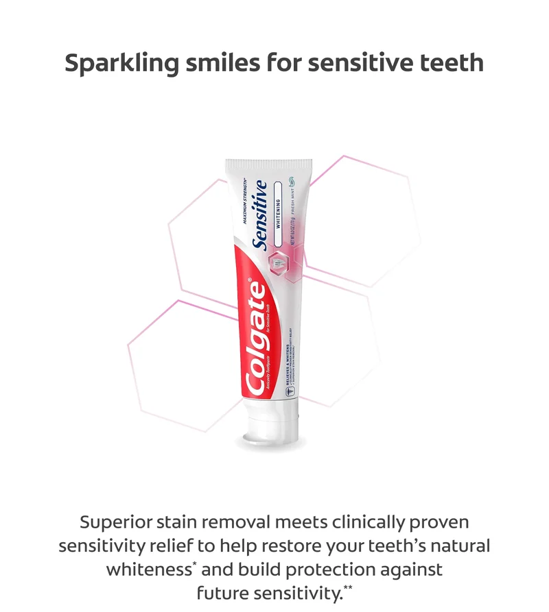 Sparkling smiles for sensitive teeth. Superior stain removal meets clinically proven sensitivity relief to help restore your teeth’s natural whiteness* and build protection against future sensitivity.**