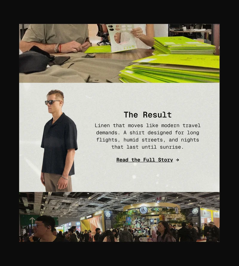 The Result: Linen that moves like modern travel demands. A shirt designed for long flights, humid streets, and nights that last until sunrise.