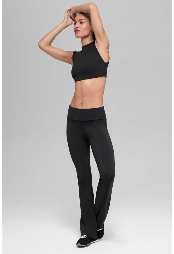 ALO Softsculpt Foldover Flare Legging - Black - Black / S / Full 33"