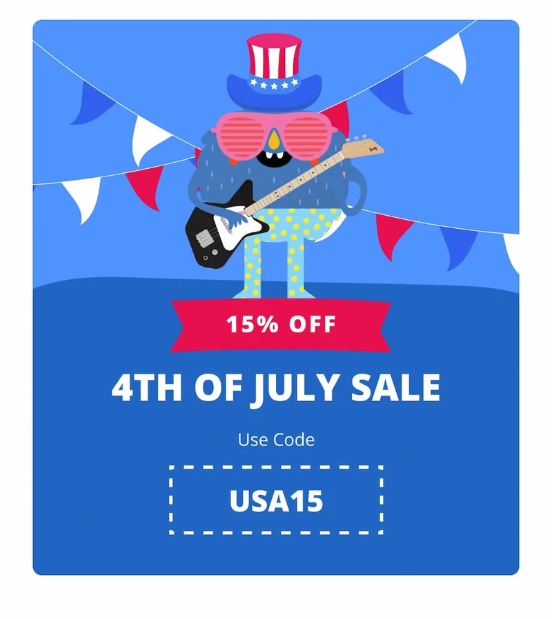 15% OFF  - 4TH OF JULY SALE    Use code  discount code