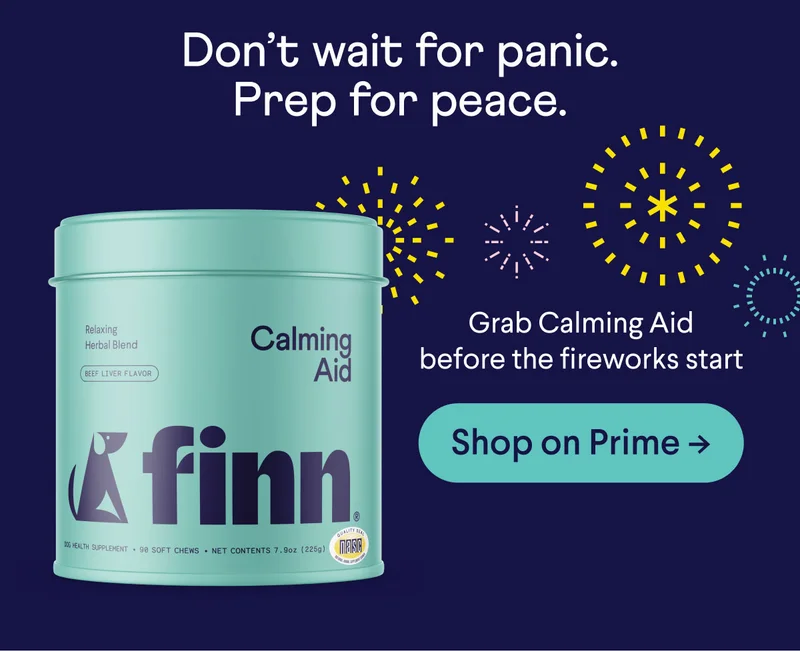 Don't wait for panic. Prep for peace. Grab Calming Aid before the fireworks start. Button reads: Shop on Prime.