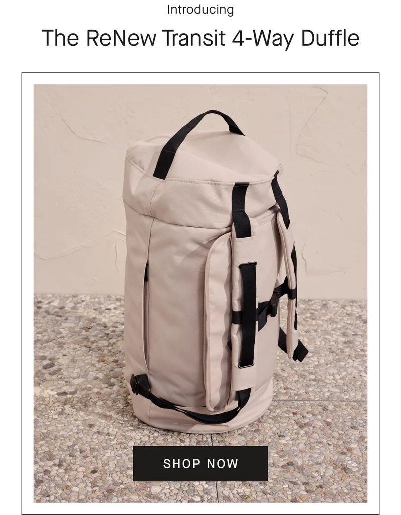 Introducing The ReNew Transit 4-Way Duffle [SHOP NOW]