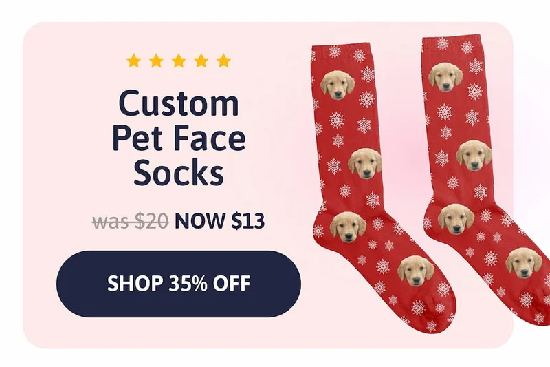 Custom Pet Face Socks. was $20. NOW $13