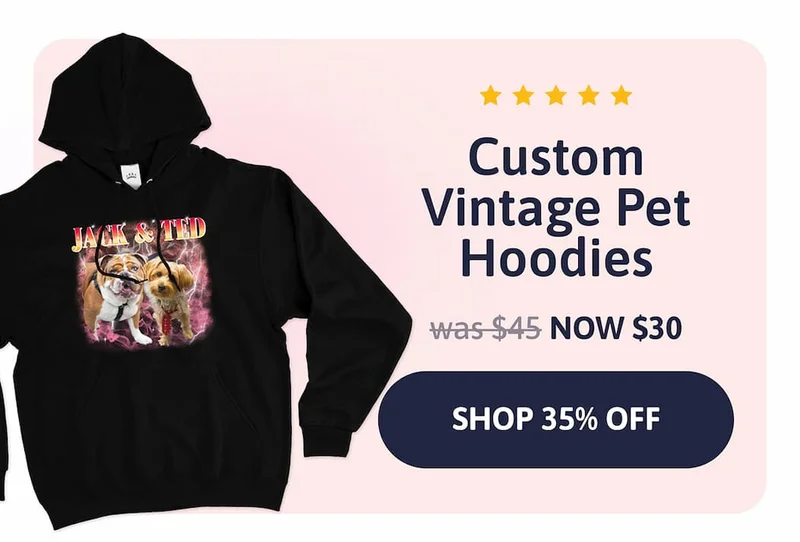 Custom Vintage Pet Hoodies. was $45. NOW $30