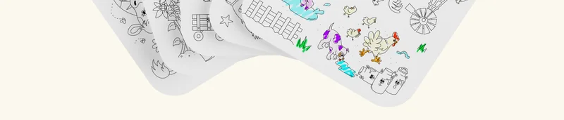 Giant Coloring Sheets. Dinosaurs, farm friends, safari animals + more! Take your pick from 6 fun themes.  Free with your purchase of The Play Kit  (and a $25 value)!